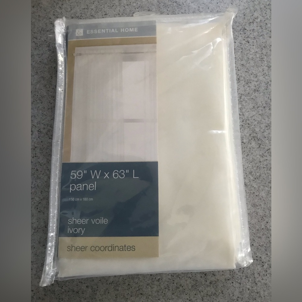 Sheer voile curtain panel - Ivory 59 in wide by 63 in long -NEW